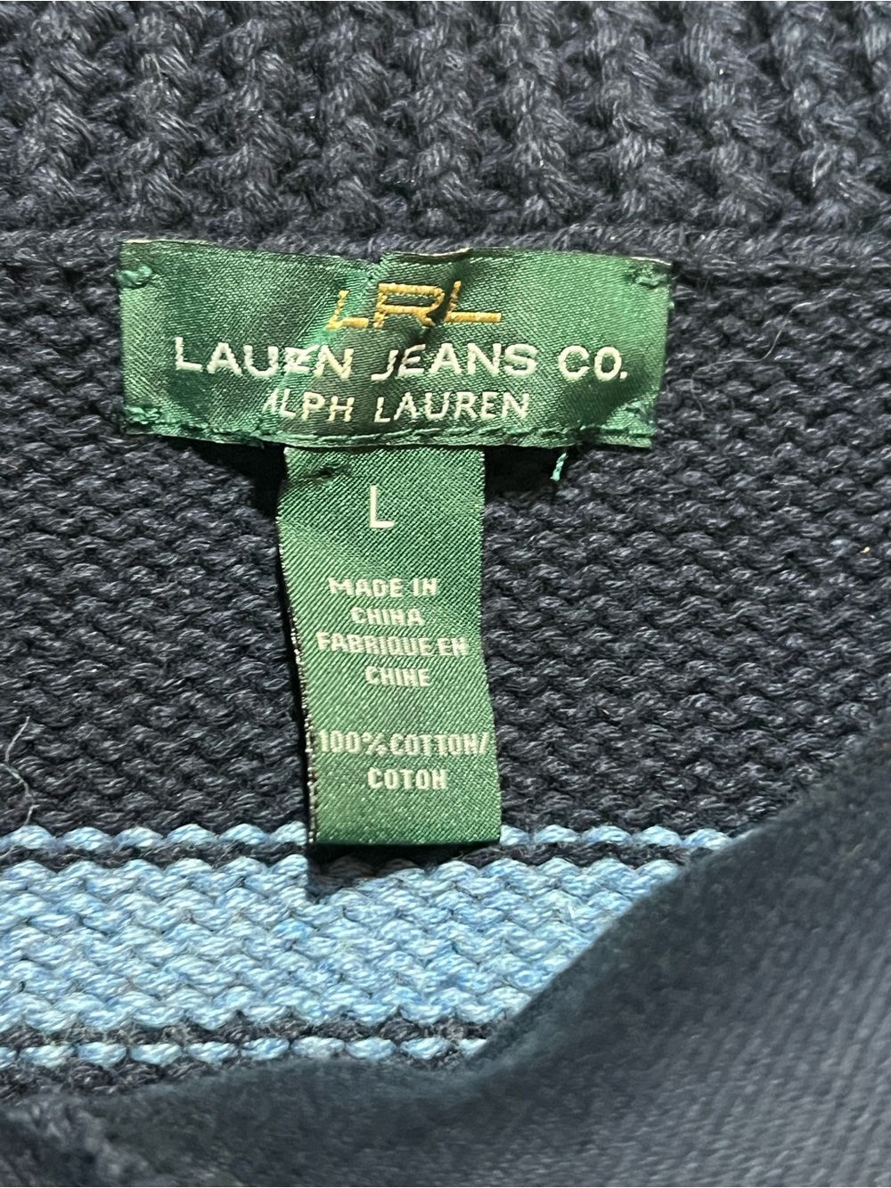 Lauren Ralph Lauren Navy and Light Blue Striped Turtleneck Sweater - Picture 8 of 10